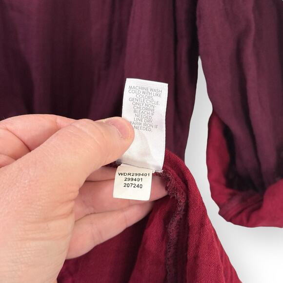 J Jill Pure Jill Color-Block Double-Cloth Dress Size L Burgundy Organic Cotton - Picture 7 of 11